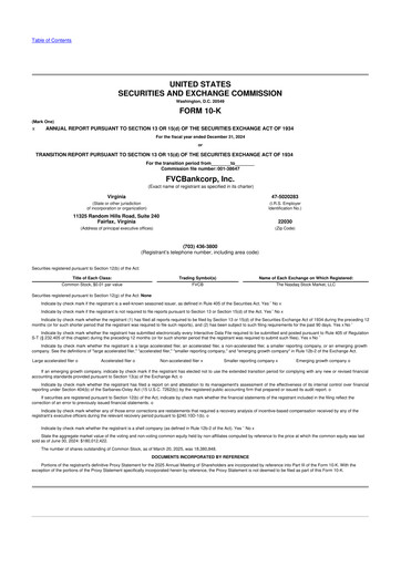 Thumbnail FVCBankcorp 10-K Annual Report 2024