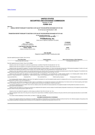 Thumbnail FVCBankcorp 10-K Annual Report 2025
