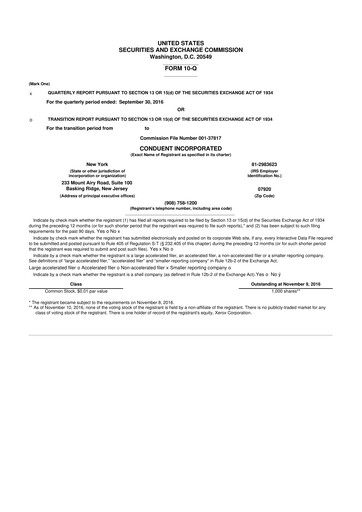 Miniature Conduent 10-Q Rapport trimestriel 2016 