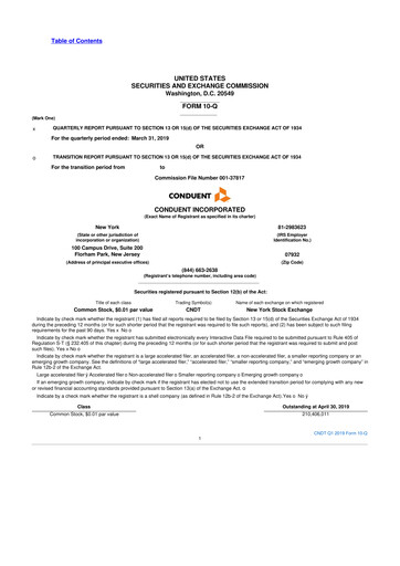 Miniature Conduent 10-Q Rapport trimestriel 2019 