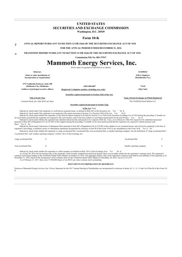 Thumbnail Mammoth Energy Services 10-K Annual Report 2016