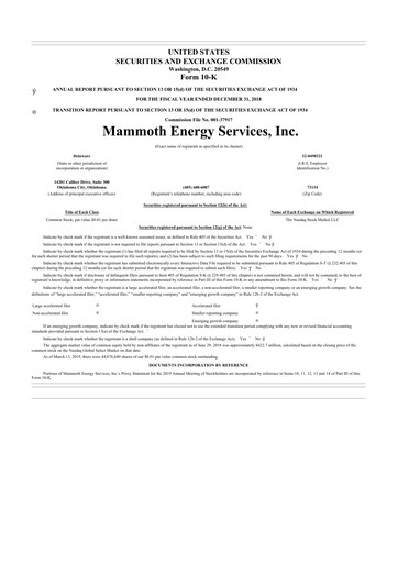 Thumbnail Mammoth Energy Services 10-K Annual Report 2018