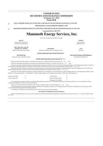 Thumbnail Mammoth Energy Services 10-K Annual Report 2019