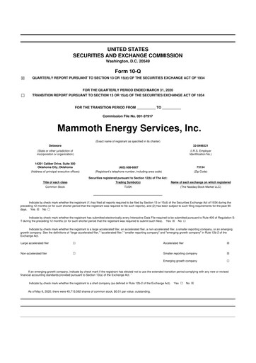 Thumbnail Mammoth Energy Services 10-Q Quarterly Report FY2020 