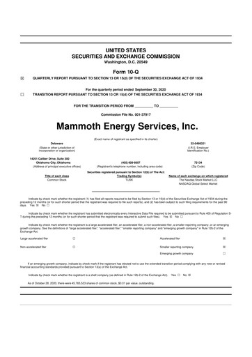 Thumbnail Mammoth Energy Services 10-Q Quarterly Report FY2020 