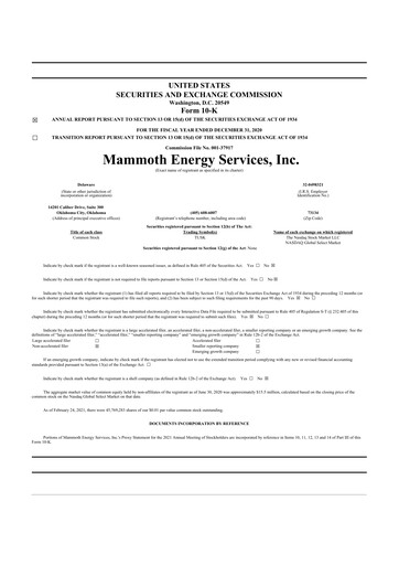 Thumbnail Mammoth Energy Services 10-K Annual Report 2020