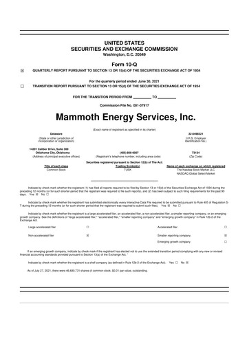 Thumbnail Mammoth Energy Services 10-Q Quarterly Report FY2021 