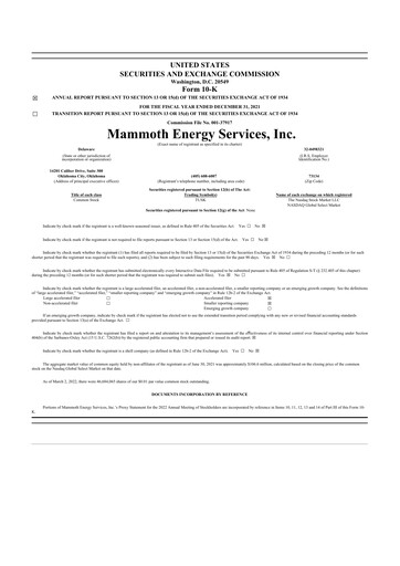 Thumbnail Mammoth Energy Services 10-K Annual Report 2021