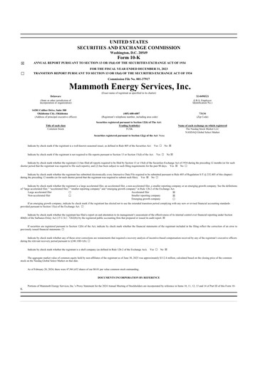 Thumbnail Mammoth Energy Services 10-K Annual Report 2023