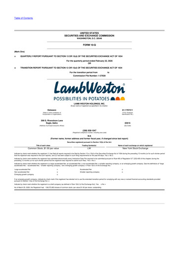 Vorschaubild Lamb Weston 10-Q Quartalsbericht  