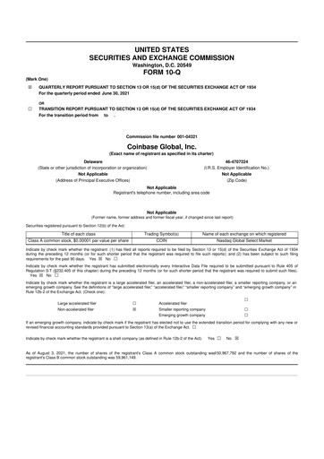 Thumbnail Coinbase 10-Q Quarterly Report FY2021 