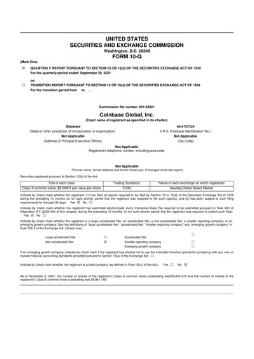 Thumbnail Coinbase 10-Q Quarterly Report FY2021 