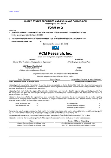 Thumbnail ACM Research
 10-Q Quarterly Report FY2024 