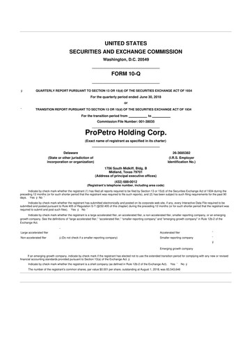 Thumbnail ProPetro 10-Q Quarterly Report FY2018 