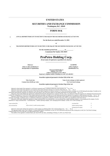 Thumbnail ProPetro 10-K Annual Report 2018