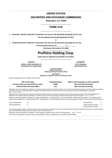 Thumbnail ProPetro 10-Q Quarterly Report FY2019 