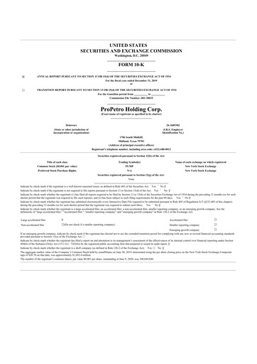 Thumbnail ProPetro 10-K Annual Report 2019