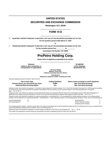 Thumbnail ProPetro 10-Q Quarterly Report FY2022 