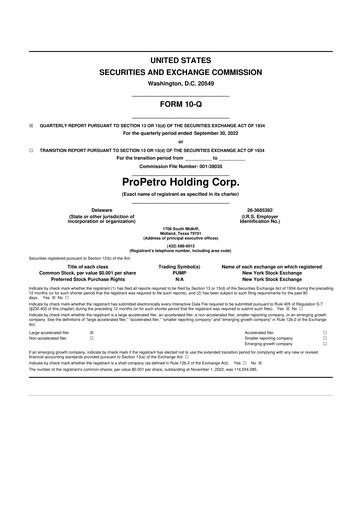 Thumbnail ProPetro 10-Q Quarterly Report FY2022 