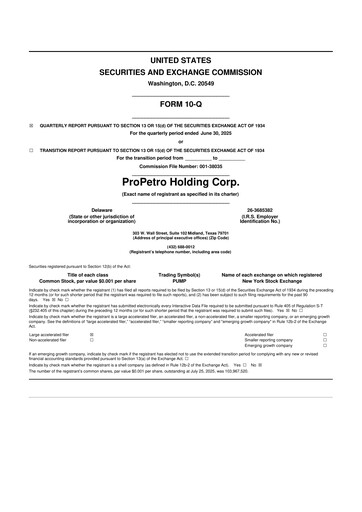 Thumbnail ProPetro 10-Q Quarterly Report FY2025 