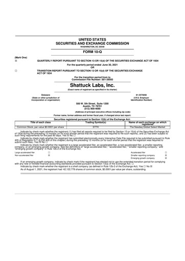 Thumbnail Shattuck Labs 10-Q Quarterly Report FY2021 