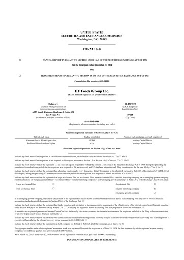 Thumbnail HF Foods Group
 10-K Annual Report 2024
