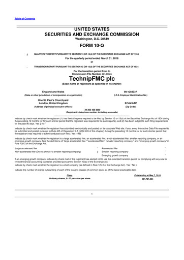 Thumbnail TechnipFMC
 10-Q Quarterly Report FY2018 