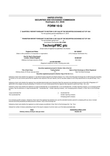 Thumbnail TechnipFMC
 10-Q Quarterly Report FY2019 