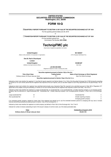Thumbnail TechnipFMC
 10-Q Quarterly Report FY2019 