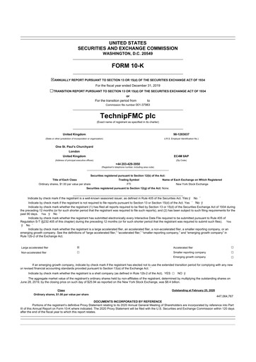 Thumbnail TechnipFMC
 10-K Annual Report 2019
