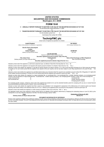 Thumbnail TechnipFMC
 10-K Annual Report 2020