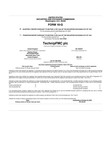 Thumbnail TechnipFMC
 10-Q Quarterly Report FY2022 