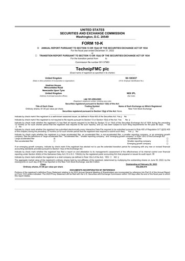 Thumbnail TechnipFMC
 10-K Annual Report 2022