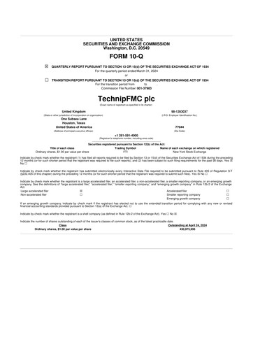Thumbnail TechnipFMC
 10-Q Quarterly Report FY2024 