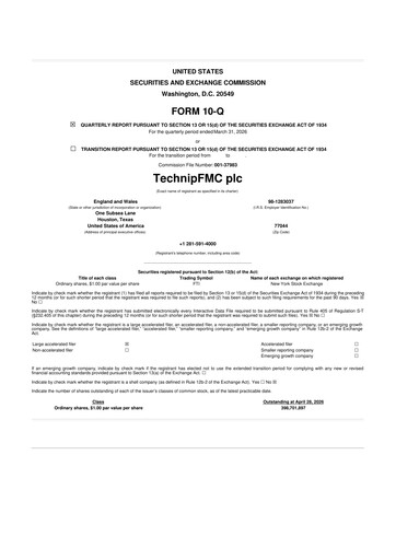Vorschaubild TechnipFMC
 10-Q Quartalsbericht  