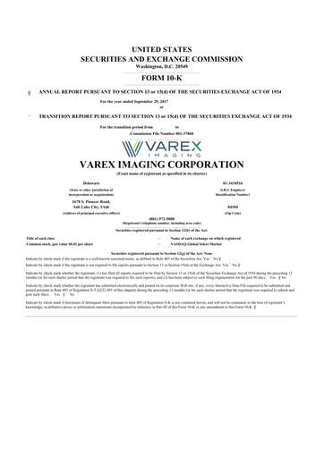 Thumbnail Varex Imaging
 10-K Annual Report 2017