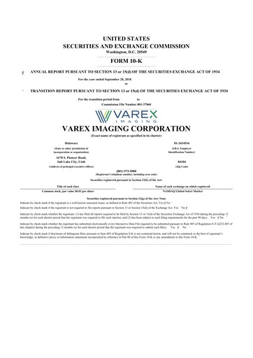 Thumbnail Varex Imaging
 10-K Annual Report 2018