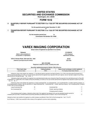Thumbnail Varex Imaging
 10-Q Quarterly Report FY2022 