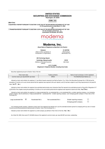 Thumbnail Moderna
 10-Q Quarterly Report FY2020 
