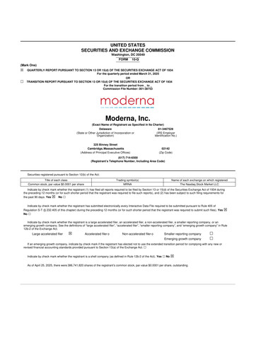 Thumbnail Moderna
 10-Q Quarterly Report FY2025 