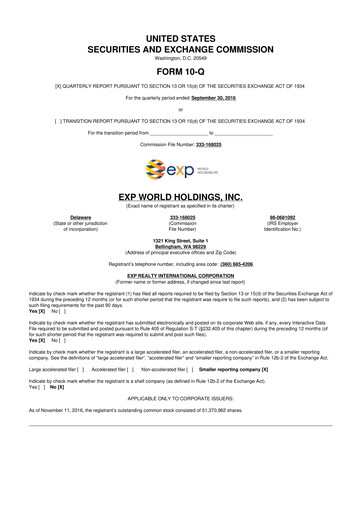 Thumbnail eXp World Holdings
 10-Q Quarterly Report FY2016 