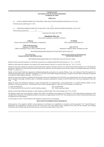 Thumbnail Simulations Plus
 10-K Annual Report 2016