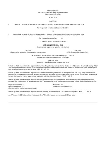 Thumbnail Aethlon Medical
 10-Q Quarterly Report FY2017 