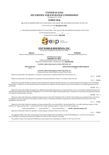 Thumbnail eXp World Holdings
 10-K Annual Report 2016