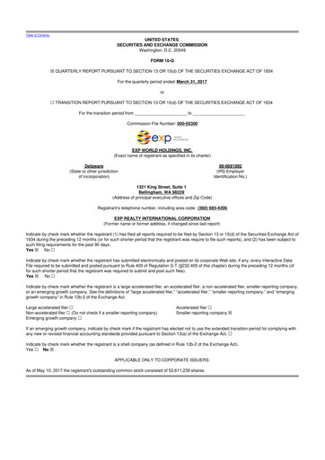 Thumbnail eXp World Holdings
 10-Q Quarterly Report FY2017 