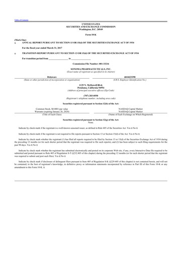 Vorschaubild Sonoma Pharmaceuticals 10-K Jahresbericht 2017