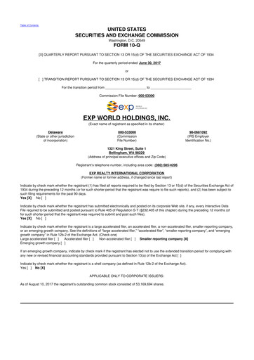 Thumbnail eXp World Holdings
 10-Q Quarterly Report FY2017 