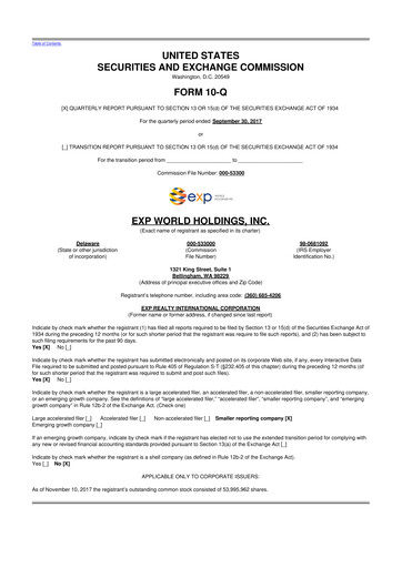 Thumbnail eXp World Holdings
 10-Q Quarterly Report FY2017 