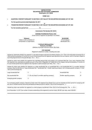 Vorschaubild Sonoma Pharmaceuticals 10-Q Quartalsbericht 2018 