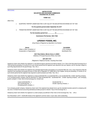 Thumbnail Lifeway Foods
 10-Q Quarterly Report FY2017 